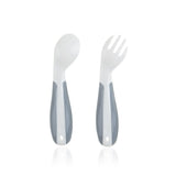 Babyjem Angled Feeding Spoon and Fork Set White 2-Piece