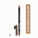 Flormar Eyebrow Pencil with Soft Tip and Built-in Brush - 401 Beige, Natural Eyebrow Makeup