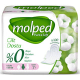 Molped Pure & Soft Organic Cotton Pads: Hypoallergenic, Chlorine & Paraben Free Sanitary Napkins for Sensitive Skin - 7 Count