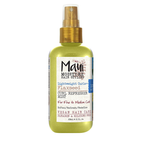 Maui Moisture Lightweight Curls + Flaxseed Curl Refresher Mist, Conditioning and Moisturizing Spray with Aloe Vera, Flaxseed Oil, Coconut Water, Vegan, Paraben Free, Silicone Free, 8oz - Premium Hair Care from Herdzco Supplies - Just $15.99! Shop now at Herdzco Supplies