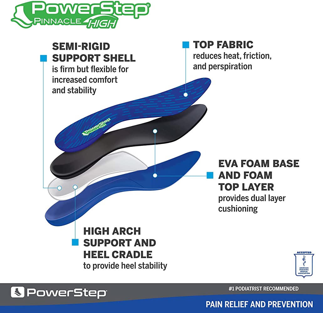 PowerStep Pinnacle High Arch Full Insoles Orthotics - High Arch Pain ...