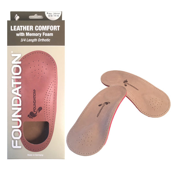 Foundation 3/4 Length Arch Support Leather Orthotic Insoles - Premium Insoles & Inserts from Herdzco Supplies - Just $32.91! Shop now at Herdzco Supplies