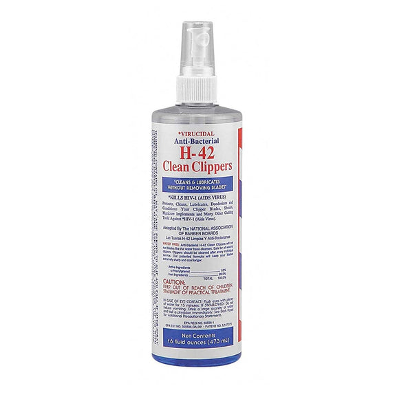 H-42 Clean Clippers Anti-Bacterial Solution Spray - Premium Hair Clippers & Trimmers from Herdzco Supplies - Just $17.99! Shop now at Herdzco Supplies