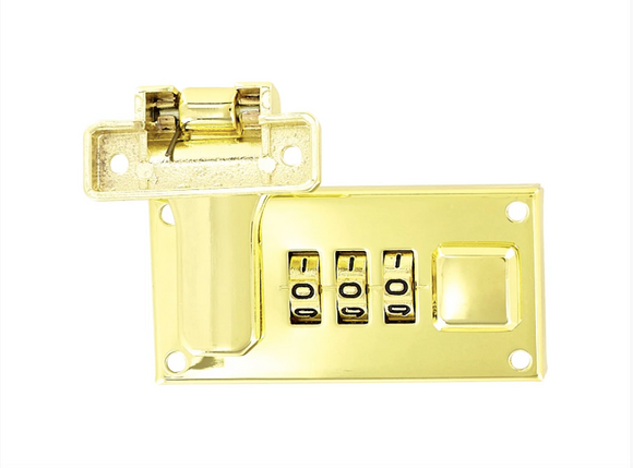 Offset Hasp Brass Combination Lock Replacement - 2 5/8
